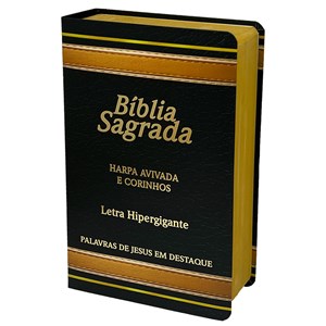 Bíblia Sagrada com Harpa Avivada e Corinhos | Letra Hipergigante | ARC | Capa Preta Luxo