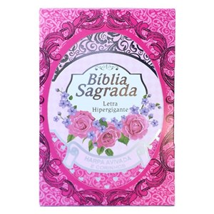 Bíblia Sagrada com Harpa Avivada e Corinhos | Letra Hipergigante | ARC | Luxo Laminada Pink