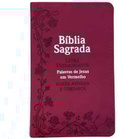 Segunda imagem do produto Bíblia Sagrada Com Harpa Avivada e Corinhos | Letra Ultragigante | ARC | Capa PU Pink Flores Luxo