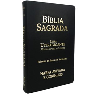 Bíblia Sagrada com Harpa Avivada e Corinhos | Letra Ultragigante | ARC | Capa PU Preta Luxo