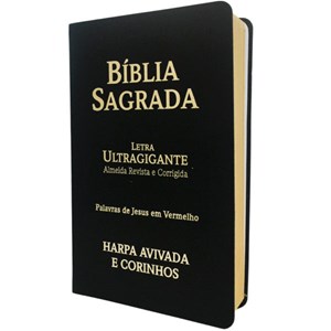 Bíblia Sagrada com Harpa Avivada e Corinhos | Letra Ultragigante | ARC | Capa PU Preta Luxo