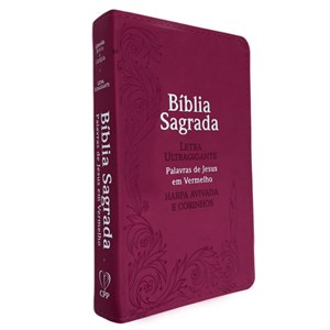 Bíblia Sagrada Com Harpa Avivada e Corinhos | Letra Ultragigante | ARC | Capa Ramos PU Pink Luxo