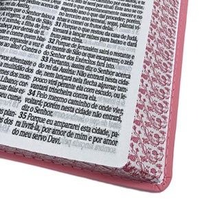 Bíblia Sagrada Com Harpa Avivada e Corinhos | Letra Ultragigante | ARC | PU Rosa Lírios Luxo