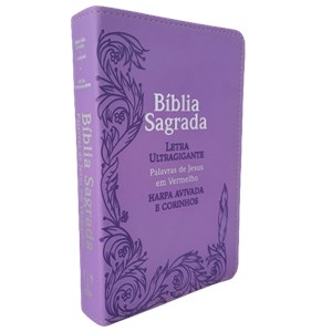 Bíblia Sagrada Com Harpa Avivada e Corinhos | Letra Ultragigante | ARC | Ramo Lílas Luxo