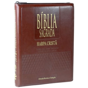 Bíblia Sagrada com Harpa Cristã | ARC Letra ExtraGigante | Marrom / Zíper | c/ Índice
