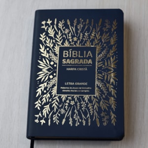 Segunda imagem do produto Bíblia Sagrada com Harpa Cristã | ARC | Letra Grande | Capa Luxo Floral Azul