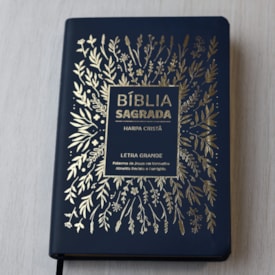 Segunda imagem do produto Bíblia Sagrada com Harpa Cristã | ARC | Letra Grande | Capa Luxo Floral Azul