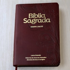 Segunda imagem do produto Bíblia Sagrada com Harpa Cristã | ARC | Letra Grande | Capa Luxo Floral Vinho