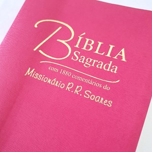Bíblia Sagrada Comentada Missionário R R Soares | ARC |Letra Grande | Capa Luxo Rosa