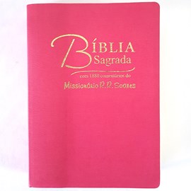 Bíblia Sagrada Comentada Missionário R R Soares | ARC |Letra Grande | Capa Luxo Rosa