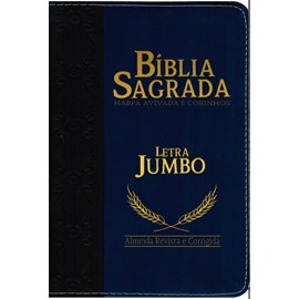 Bíblia Sagrada Compacta | ARC | Letra Jumbo | Luxo Preto e Azul c/ Índice