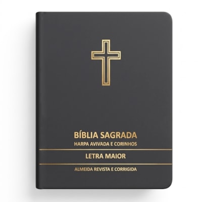 Bíblia Sagrada Cruz Cinza Média | ARC | Letra Maior | Harpa Avivada e Corinhos | Capa Premium Luxo