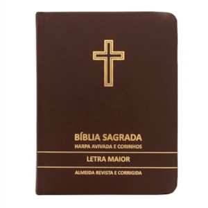 Bíblia Sagrada Cruz Marrom Média | ARC | Letra Maior | Harpa Avivada e Corinhos | Capa Premium Luxo