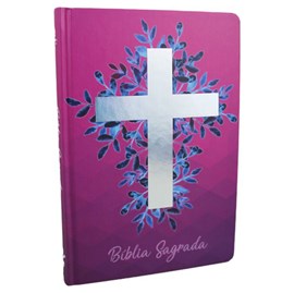 Bíblia Sagrada Cruz Prata| Letra Normal | NAA | Capa Dura Vinho
