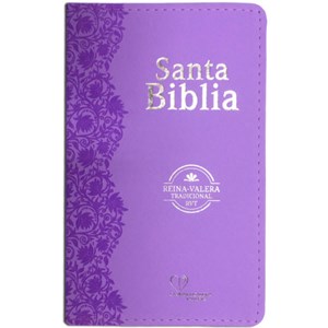 Bíblia Sagrada em Espanhol RVT | Lílas Luxo C/ Flores