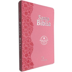 Bíblia Sagrada em Espanhol RVT | Rosa Luxo C/ Flores