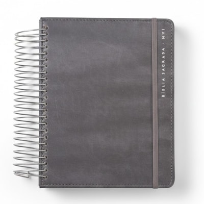 Bíblia Sagrada Espiral | NVI | Espaço Para Anotações | Capa Dura Cinza Com Elástico