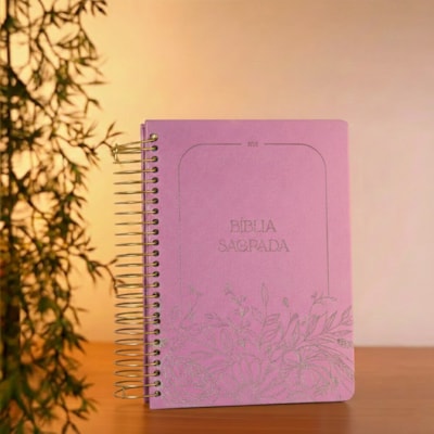 Segunda imagem do produto Bíblia Sagrada Espiral | NVI | Espaço Para Anotações | Capa Dura Rosa Floral