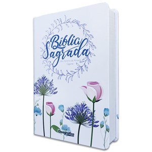 Bíblia Sagrada Floral Branca | ARC | Letra Gigante | Capa Dura Semi-Luxo