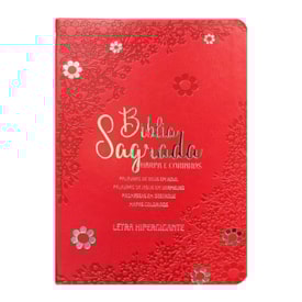 Bíblia Sagrada Floral Margarida | ARC | Hipergigante | Harpa Avivada e Corinhos | Capa Luxo Vermelho