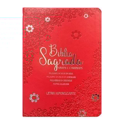 Bíblia Sagrada Floral Margarida | ARC | Hipergigante | Harpa Avivada e Corinhos | Capa Luxo Vermelho