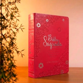 Segunda imagem do produto Bíblia Sagrada Floral Margarida | ARC | Hipergigante | Harpa Avivada e Corinhos | Capa Luxo Vermelho