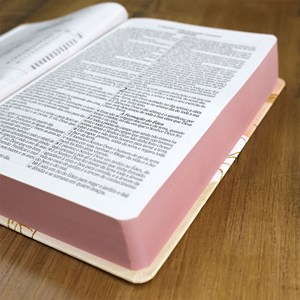 Bíblia Sagrada Folhagens Rosa| ARC | Letra Gigante | Capa Dura | Harpa Avivada e Corinhos