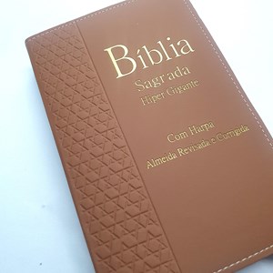 Bíblia Sagrada Harpa Avivada e Corinhos | ARC | Letra Hipergigante | Índice | Luxo Marrom