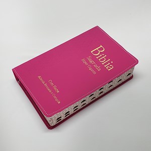 Bíblia Sagrada Harpa Avivada e Corinhos  | ARC | Letra Hipergigante | Índice |  Luxo Pink.