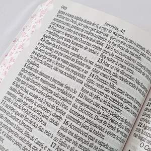 Bíblia Sagrada Harpa Avivada e Corinhos | ARC | Letra Jumbo | Índice | Bicolor Floral e Rosa