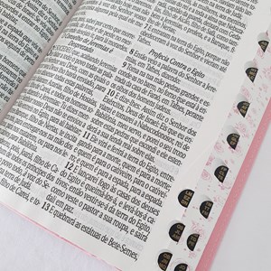 Bíblia Sagrada Harpa Avivada e Corinhos | ARC | Letra Jumbo | Índice | Bicolor Flores Rosa e Rosa