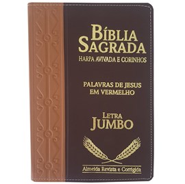 Bíblia Sagrada Harpa Avivada e Corinhos | ARC | Letra Jumbo | Índice | Bicolor Marrom e Vinho