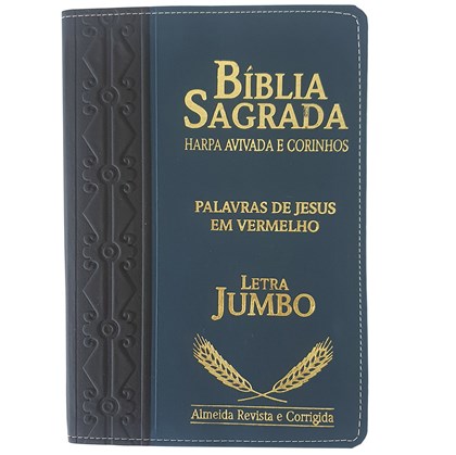Bíblia Sagrada Harpa Avivada e Corinhos | ARC | Letra Jumbo | Índice | Bicolor Preta e Azul