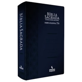 Bíblia Sagrada Harpa Celestial 774 | ERC | Letra Extra Gigante | Capa Azul Brasão