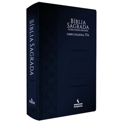 Bíblia Sagrada Harpa Celestial 774 | ERC | Letra Extra Gigante | Capa Azul Brasão