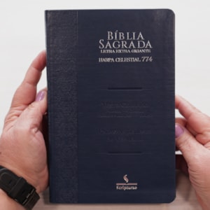 Segunda imagem do produto Bíblia Sagrada Harpa Celestial 774 | ERC | Letra Extra Gigante | Capa Azul Brasão