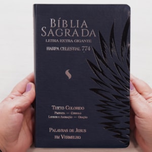 Segunda imagem do produto Bíblia Sagrada Harpa Celestial 774 | ERC | Letra Extra Gigante | Capa Azul Marinho Águia