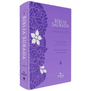 Bíblia Sagrada Harpa Celestial 774 | ERC | Letra Extra Gigante | Capa Lilás Flor Prata