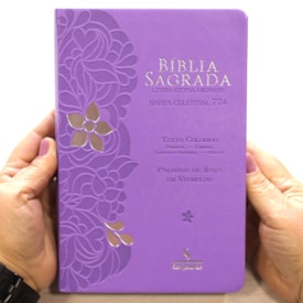 Segunda imagem do produto Bíblia Sagrada Harpa Celestial 774 | ERC | Letra Extra Gigante | Capa Lilás Flor Prata