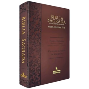 Bíblia Sagrada Harpa Celestial 774 | ERC | Letra Extra Gigante | Capa Marrom Claro Arabesco