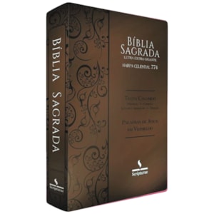 Bíblia Sagrada Harpa Celestial 774 | ERC | Letra Extra Gigante | Capa Marrom Escuro Arabesco
