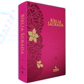 Bíblia Sagrada Harpa Celestial 774 | ERC | Letra Extra Gigante | Capa Pink Flor Amarela