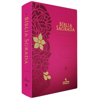 Bíblia Sagrada Harpa Celestial 774 | ERC | Letra Extra Gigante | Capa Pink Flor Amarela