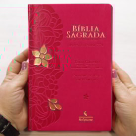 Segunda imagem do produto Bíblia Sagrada Harpa Celestial 774 | ERC | Letra Extra Gigante | Capa Pink Flor Amarela