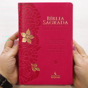 Segunda imagem do produto Bíblia Sagrada Harpa Celestial 774 | ERC | Letra Extra Gigante | Capa Pink Flor Amarela