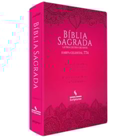 Bíblia Sagrada Harpa Celestial 774 | ERC | Letra Extra Gigante | Capa Pink Floral