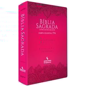 Bíblia Sagrada Harpa Celestial 774 | ERC | Letra Extra Gigante | Capa Pink Floral