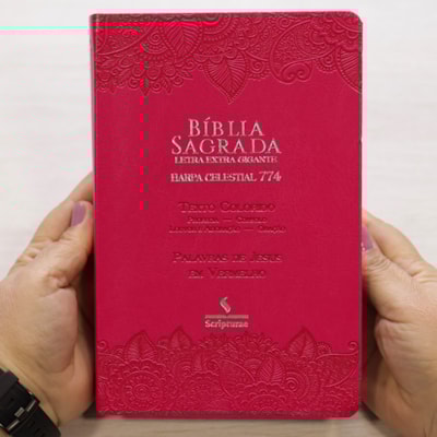 Segunda imagem do produto Bíblia Sagrada Harpa Celestial 774 | ERC | Letra Extra Gigante | Capa Pink Floral
