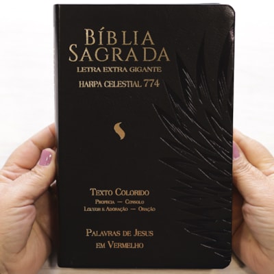 Segunda imagem do produto Bíblia Sagrada Harpa Celestial 774 | ERC | Letra Extra Gigante | Capa Preta Águia