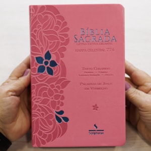 Segunda imagem do produto Bíblia Sagrada Harpa Celestial 774 | ERC | Letra Extra Gigante | Capa Rosa Flor Azul
